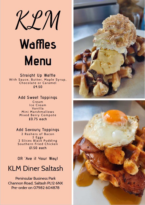 klm-waffles-menu-klm-diner-saltash